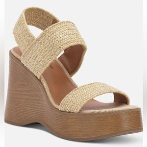 ✅LUCKY BRAND Delukah Womens Ankle Strap Slingback Wedge Sandals Sz 8.5